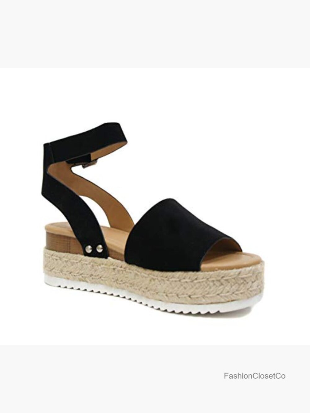 Open Toe Buckle Ankle Strap Espadrilles Flatform Wedge Casual Sandal - Picture 4 of 7